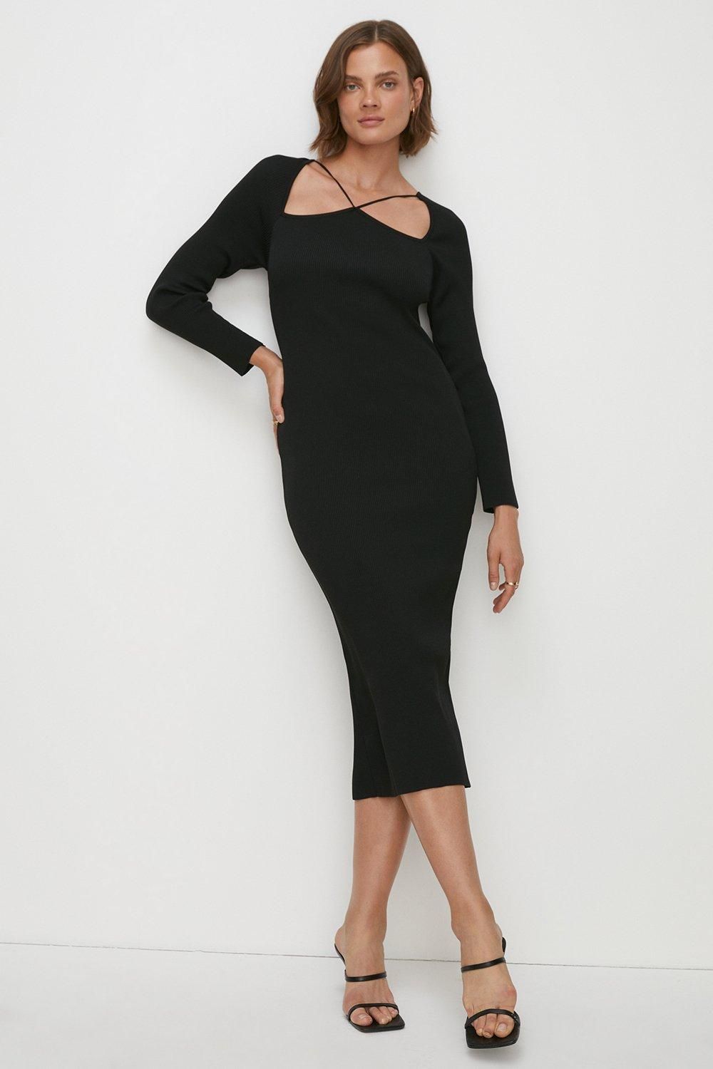 Premium Strappy Cut Out Knitted Midi Dress | Oasis UK & IE 