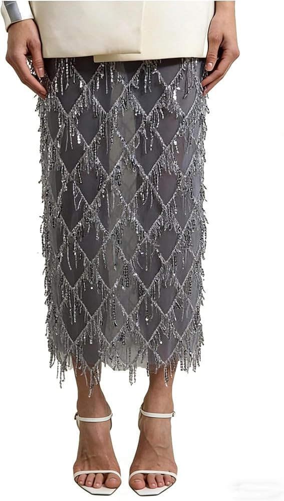 Unybwonn Women's Sequin Maxi Skirts Sheer Fringe Glitter Tassel Sparkly Party Club Elegant Cover ... | Amazon (US)
