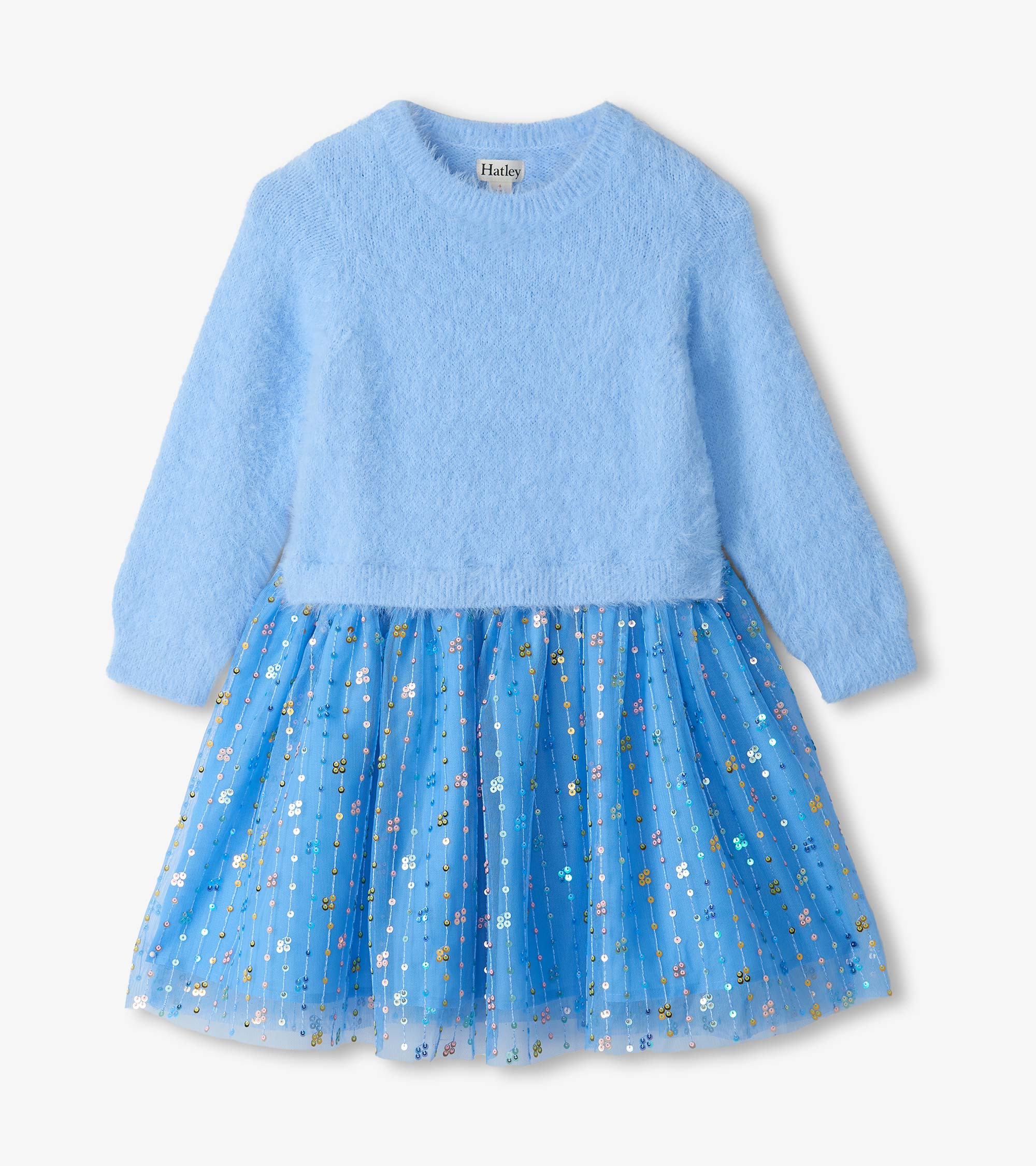 Girls Jelly Bean Sequins Fuzzy Mixed Dress | Hatley