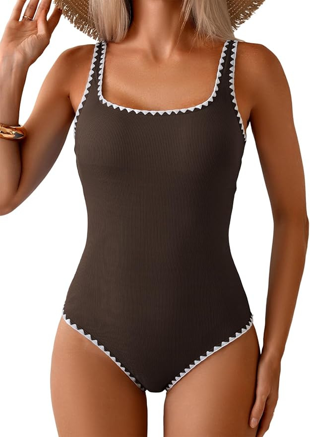 Hilor Women's Ribbed One Piece Swimsuits Tummy Control Slimming Bathing Suit Scalloped Monokini S... | Amazon (US)