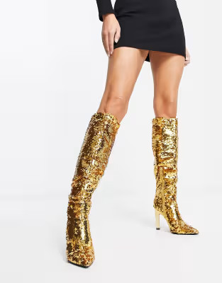 ASOS DESIGN - Cancun - Kniehoge laarzen in goudkleur | ASOS (Global)