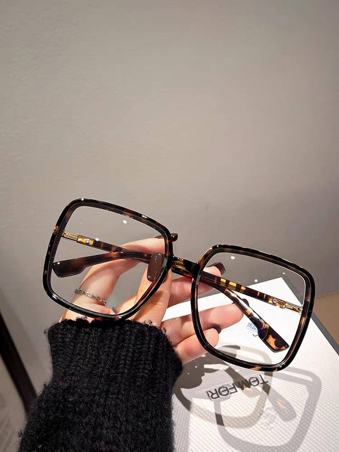 Trendy Square Oversized Frame Eyeglasses For Everyday Wear Clear Glasses Accessories Blue Light G... | SHEIN