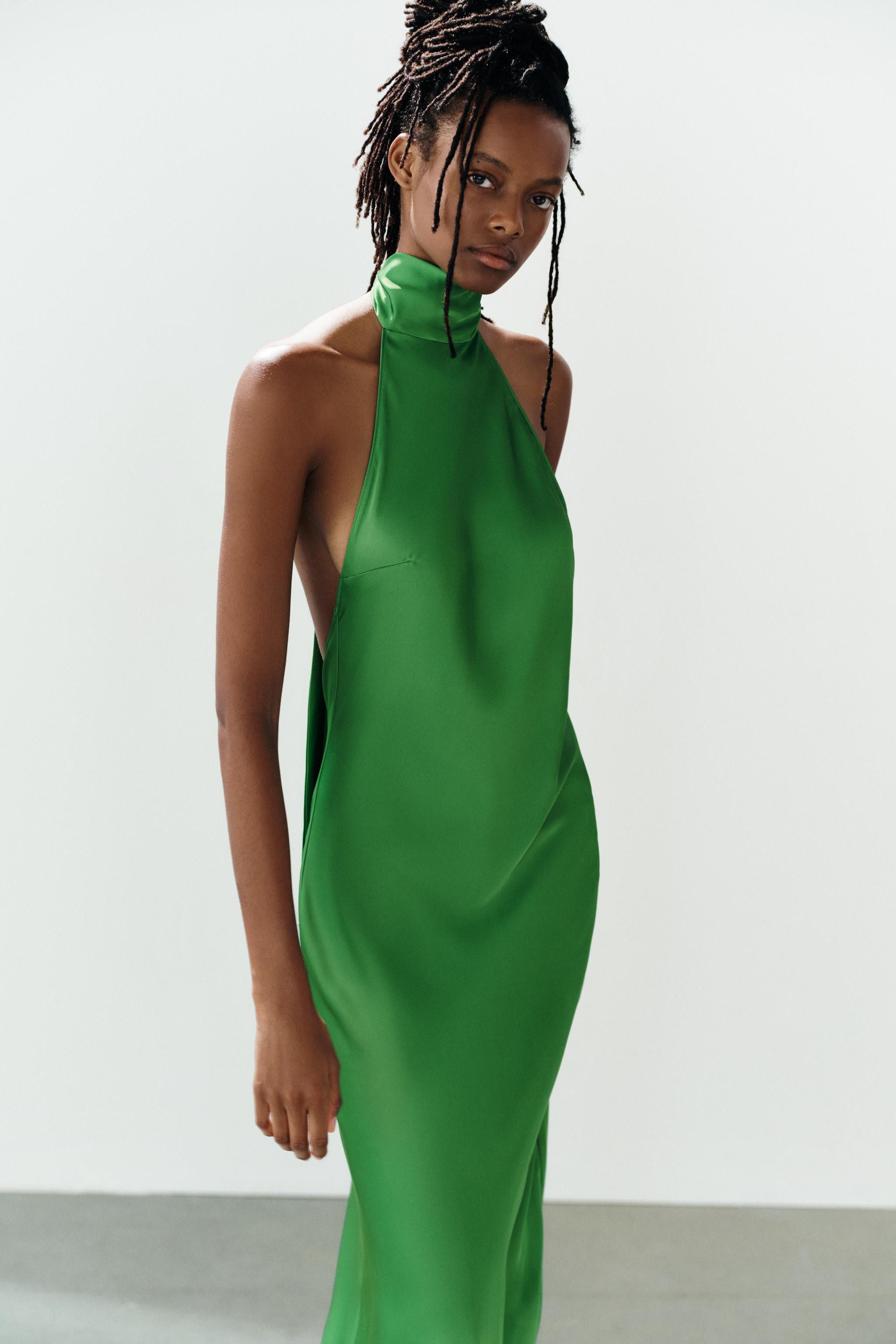 SATIN TIE-DETAIL MAXI DRESS | Zara US
