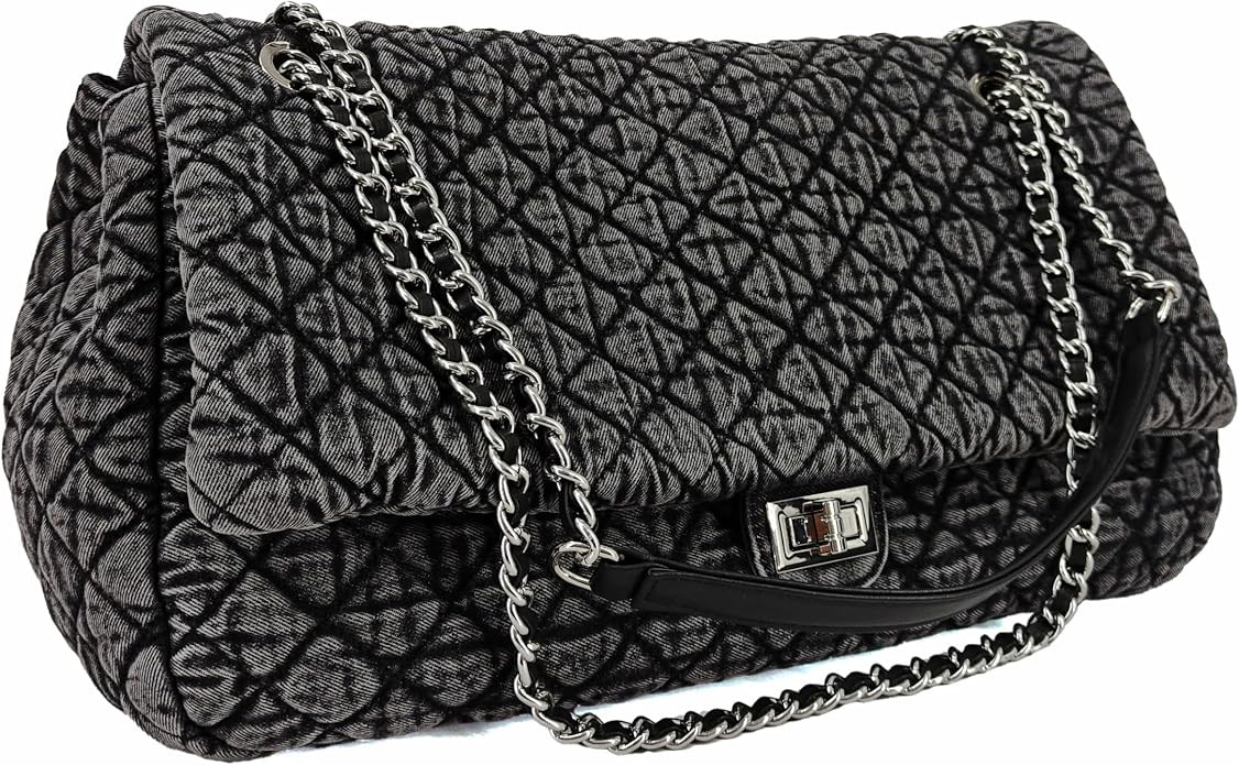 Extra Large Quilted Denim Purse,Oversize Shoulder Bags for Women, Crossbody Flap Hobo Tote Bag,Ch... | Amazon (US)