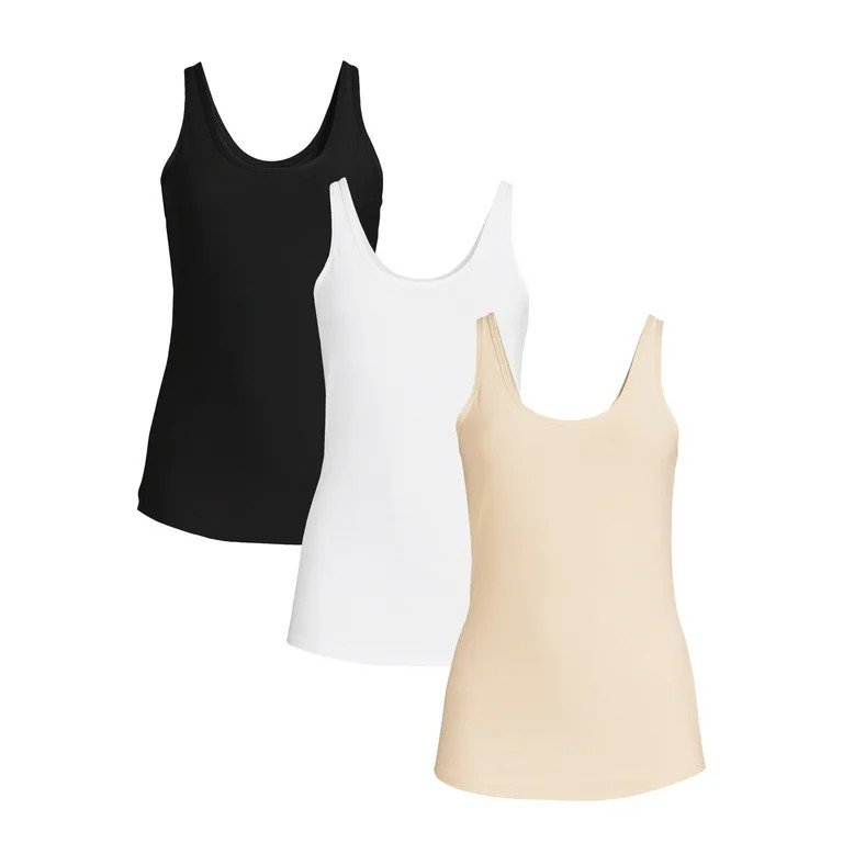 No Boundaries Juniors’ Scoop Neck Tank Top, 3-Pack, Sizes XS-XXXL | Walmart (US)