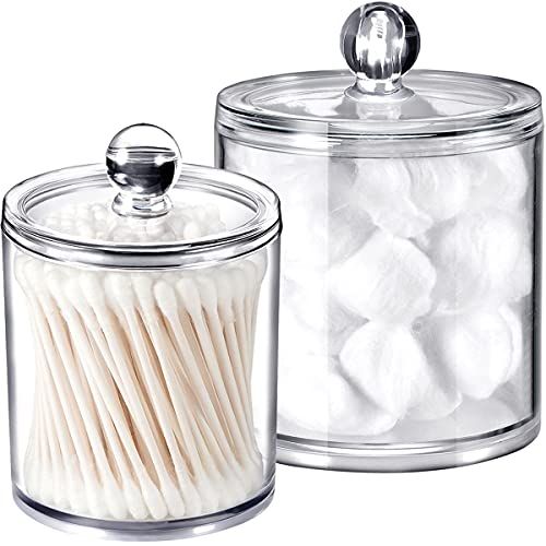 Qtip Dispenser Holder Bathroom Vanity Organizer Apothecary Jars Canister Set for Cotton Ball,Cotton  | Amazon (US)