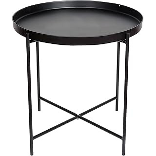 HollyHOME Folding Tray Metal Side Table, Sofa Table Small Round End Tables, Anti-Rust and Waterpr... | Amazon (US)