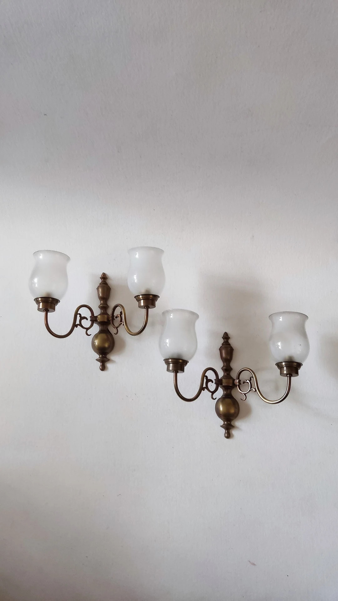 Brass double sconces, vintage dutch, wall decor, smoked glass. | Etsy (CAD)