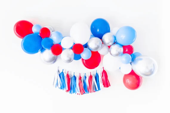 4th of July Balloon Garland, Patriotic Balloon Arch, Baseball Balloon, Baseball Party Decor, 4th ... | Etsy (US)