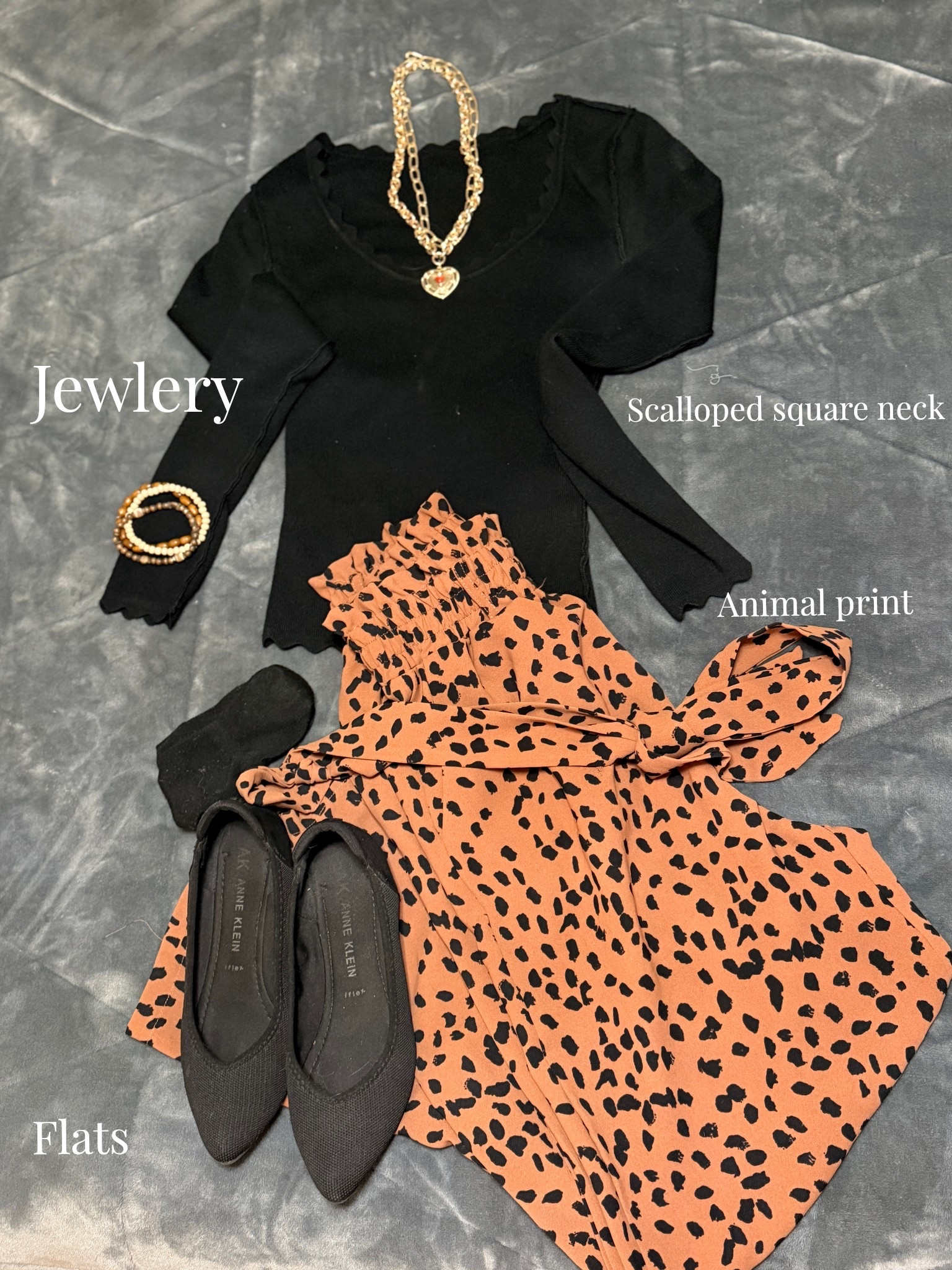 Black scalloped shirt, animal print, black flats, chunky jewelry. 😍 obsessed 

#LTKselfcare #LTKgrwm #LTKdayinmylife