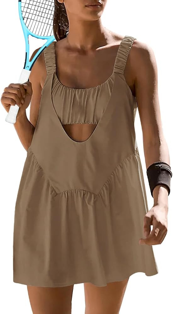 Sexyasasii Women Tennis Dress with Built in Shorts and Bra Sleeveless Casual Backless Golf Dress ... | Amazon (US)