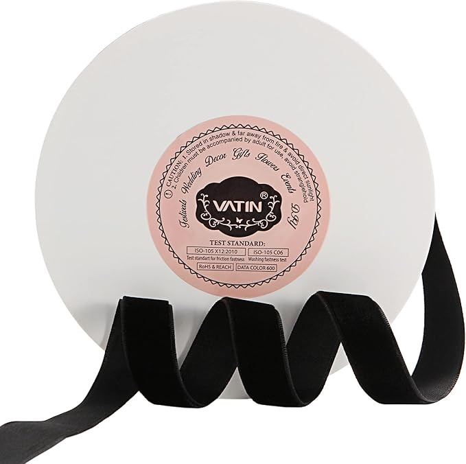VATIN 1" Wide Crushed Velvet Ribbons by 10 Yards Spool , Cream , Perfect use for Choker. | Amazon (US)