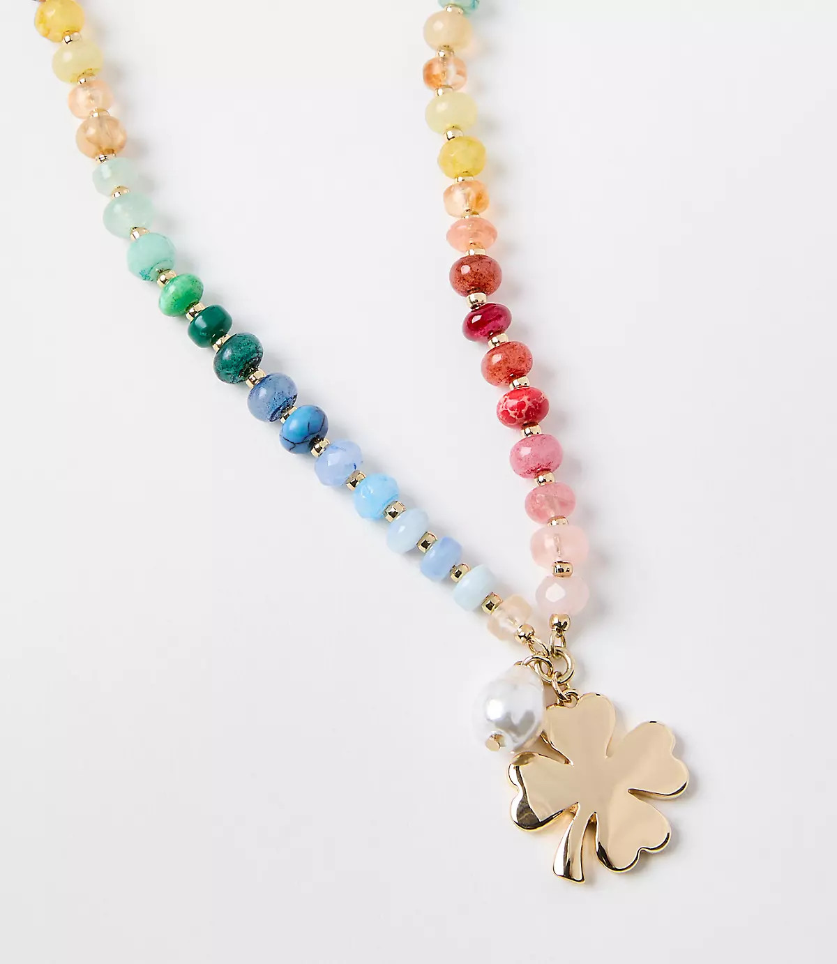 Rainbow Clover Pull Tie Necklace | LOFT