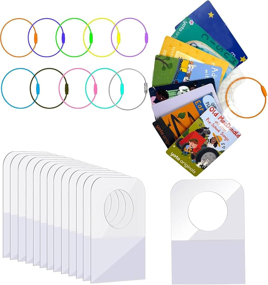 Card Holder for Yoto Cards Rings and Tabs 200 PCS Self Adhesive Tabs with 10 Loops Kids Travel Ca... | Amazon (US)