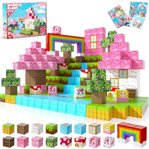 Annexfun Magnetic Blocks - 100PCS Building Blocks Unicorn Cubes - Toys for Montessori Toddler Christmas Birthday Gifts - STEM Sensory Toys for 3 4 9 10 Year Old Girl | Amazon (US)