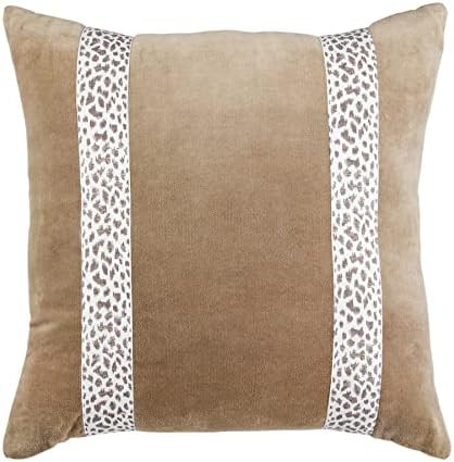Mud Pie Brown Leopard Trim Pillow, 20" x 20", Square | Amazon (US)