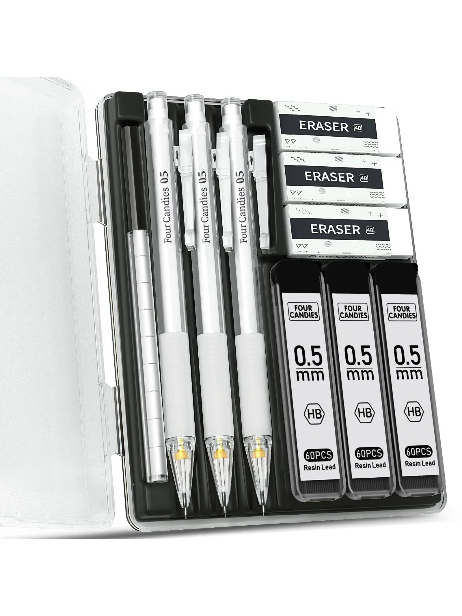 Four Candies Mechanical Pencil Set with Case and Lead, 3Pcs 0.5mm Mechanical Pencils, 180Pcs High... | Walmart (US)