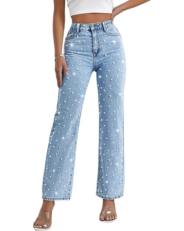 Pearl Jeans for Women Straight Leg High Waist Stretch Flare Bootcut Denim Pants | Amazon (US)