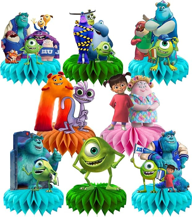8Pcs Cartoon For Monster Honeycomb Table Centerpiece,Birthday Party Supplies Table Decorations fo... | Amazon (US)