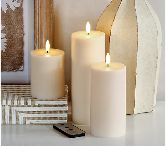 Make Your Selection: Simply Stunning S/3 Sand Finish Flameless Candles by Janine Graff | QVC