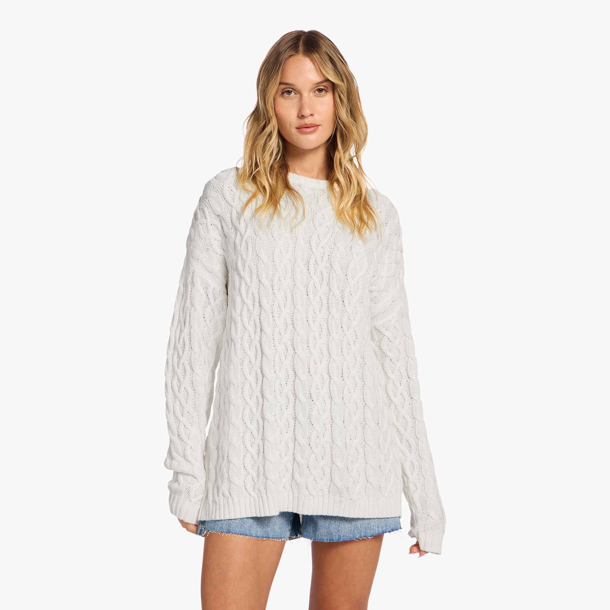 Lightweight Cable Sweater | White | Nuuds US