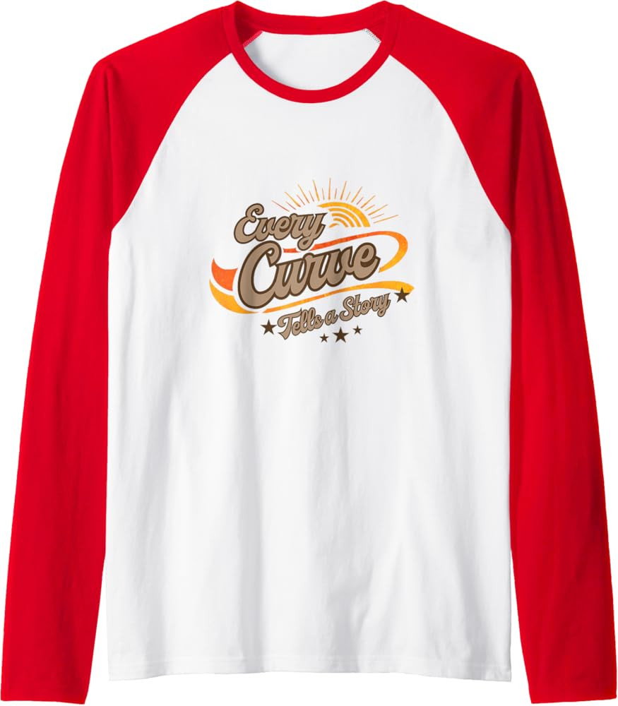 Every Curve Tells a Story Body Positive Retro Sunset Design Raglan Baseball Tee | Amazon (US)