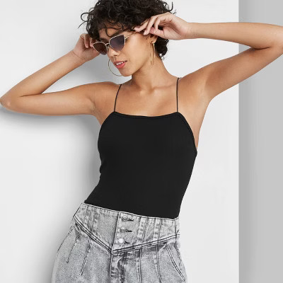 Women's Spaghetti Strap Bodysuit - Wild Fable™ Black L | Target