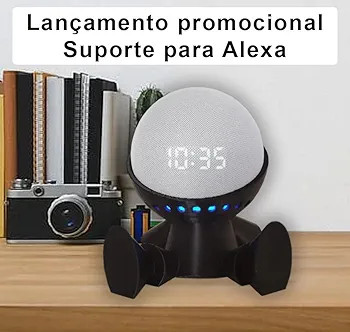 Suporte Para Echo Dot Alexa compativel com a 4 e 5 Geração - Tema Robô Espacial (Preto) | Amazon (BR)