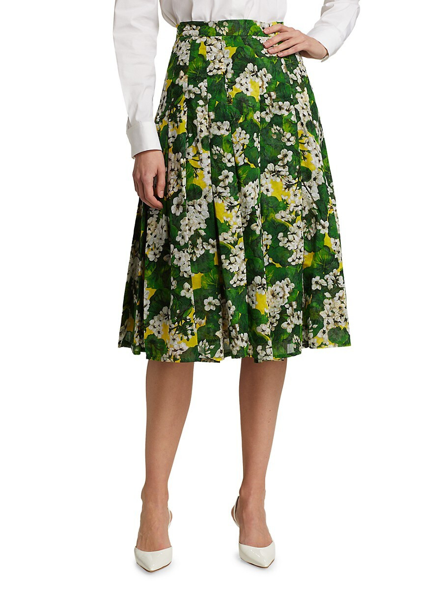 Samantha Sung Women's Lemon-Print Pleated A-Line Skirt - Rockress Flower Soft Yellow - Size 4 | Saks Fifth Avenue OFF 5TH