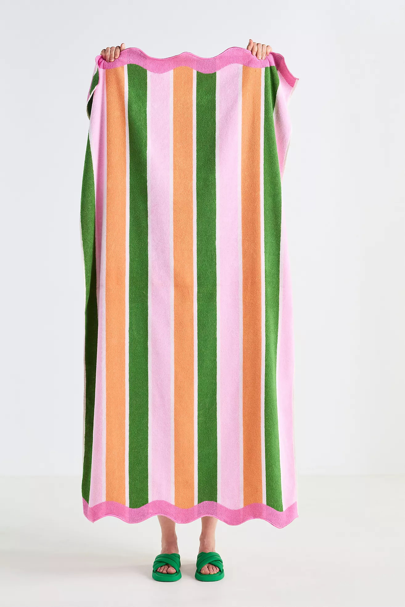 Maeve Cotton Woven Stripe Wavy Edge Beach Towel | Anthropologie (US)
