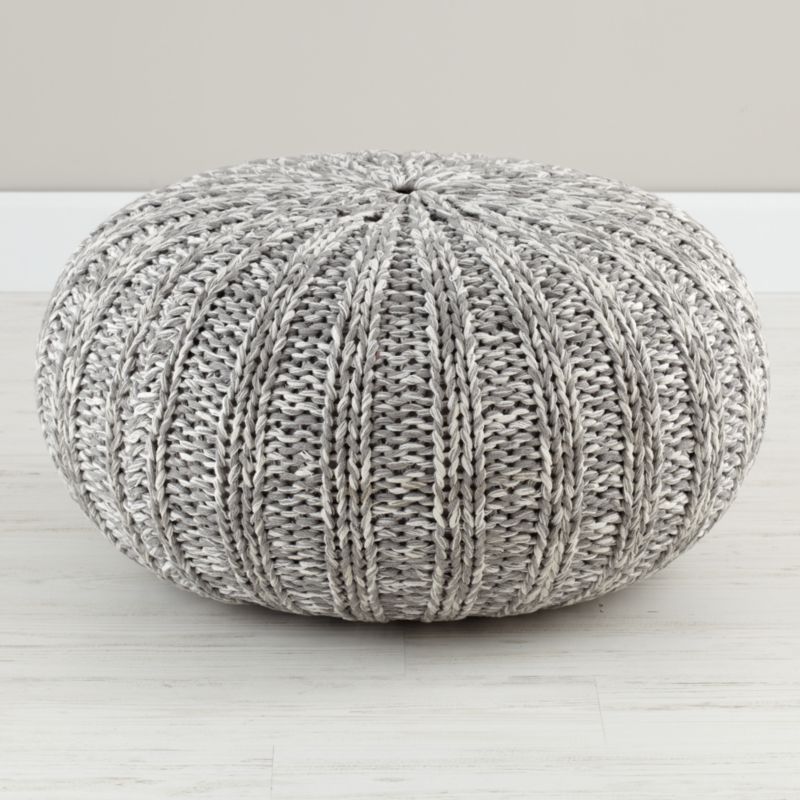 Variegated Grey Pouf + Reviews | Crate and Barrel | Crate & Barrel