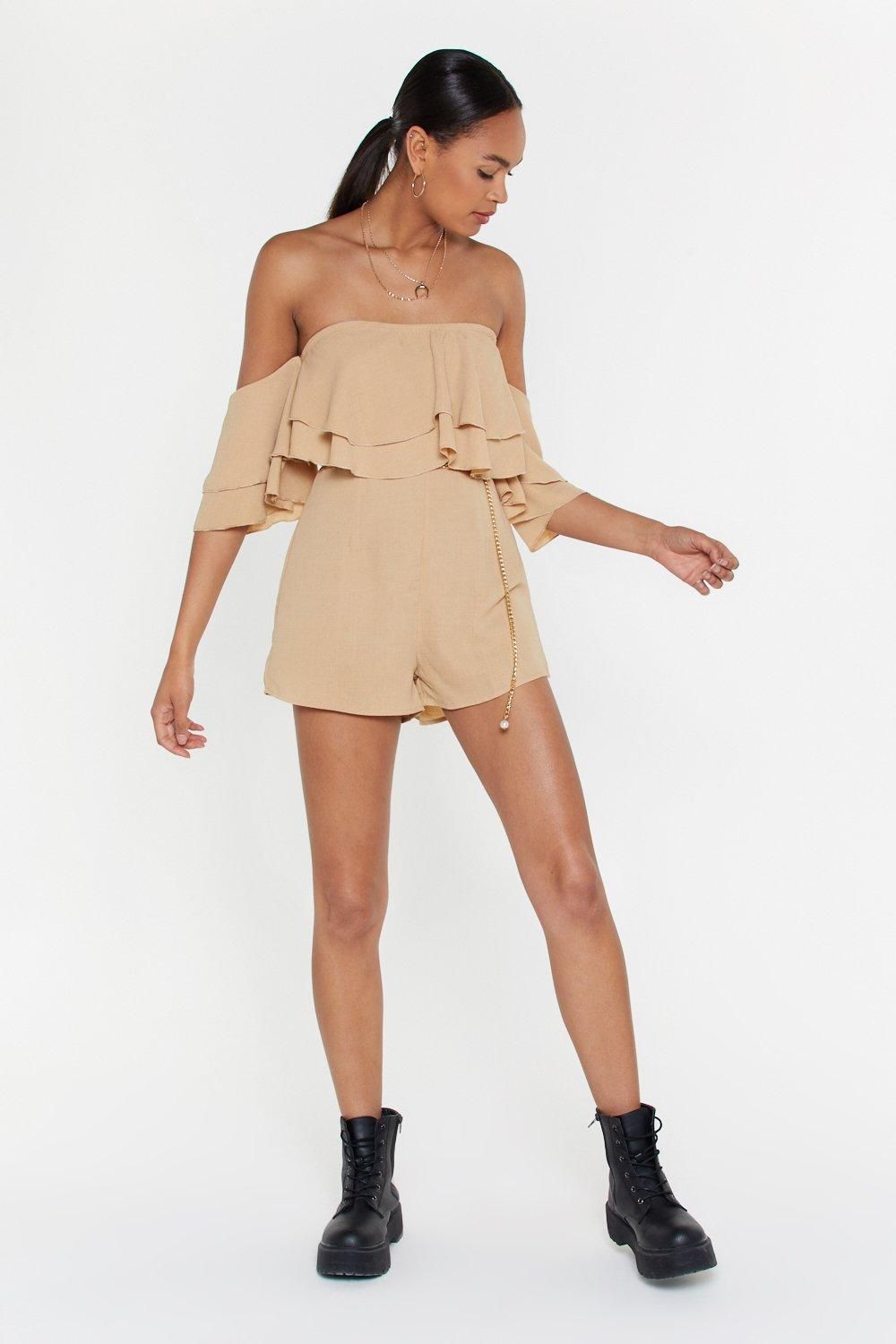 Combishort à col bardot J'ai pas froid | NastyGal (UK, IE)