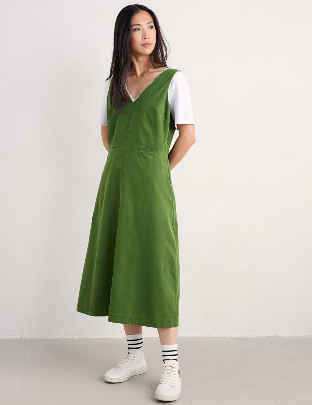 Cord V-Neck Midi Shift Dress | Marks & Spencer (UK)