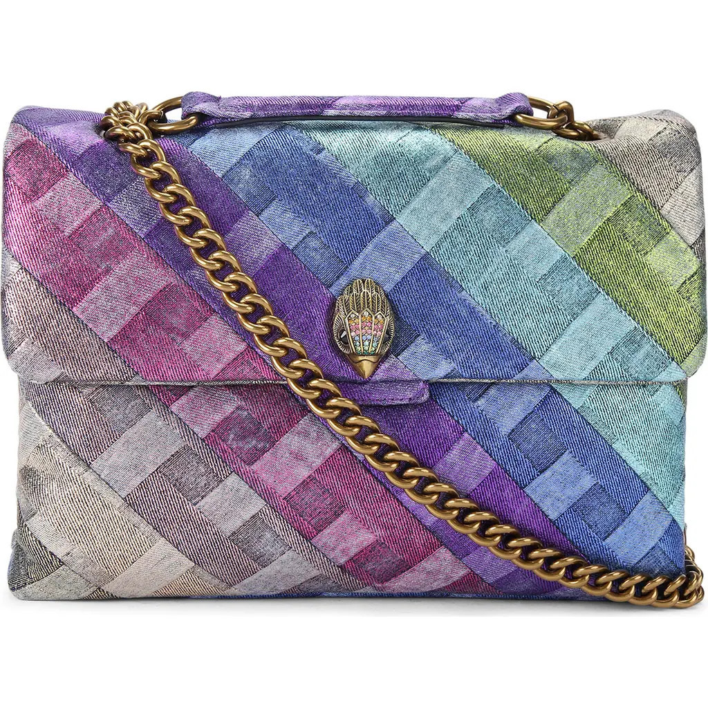 Kurt Geiger London Large Kensington Rainbow Denim Shoulder Bag in Pastel Multi at Nordstrom Rack | Nordstrom Rack