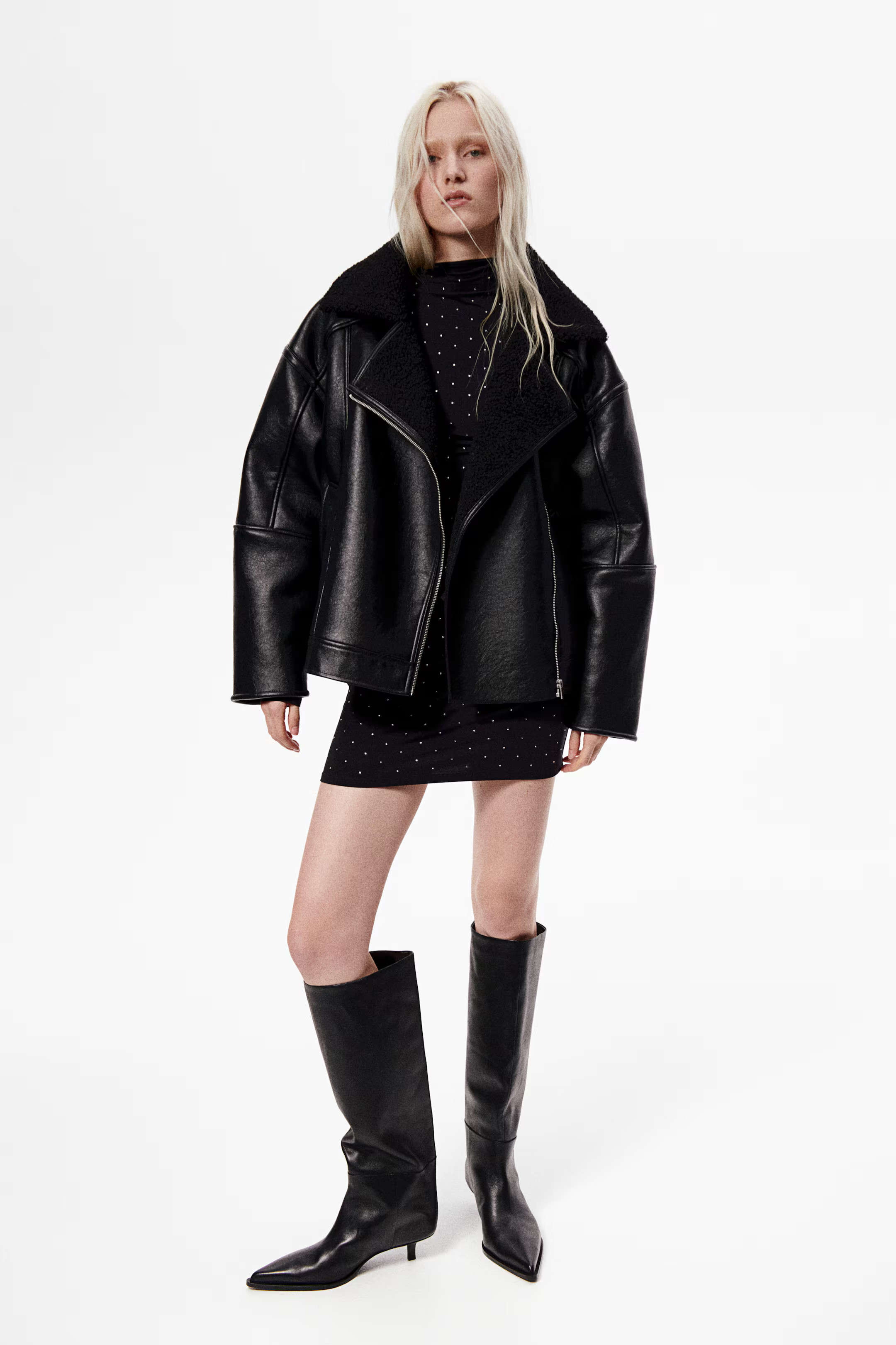Teddy-lined biker jacket | H&M (US + CA)