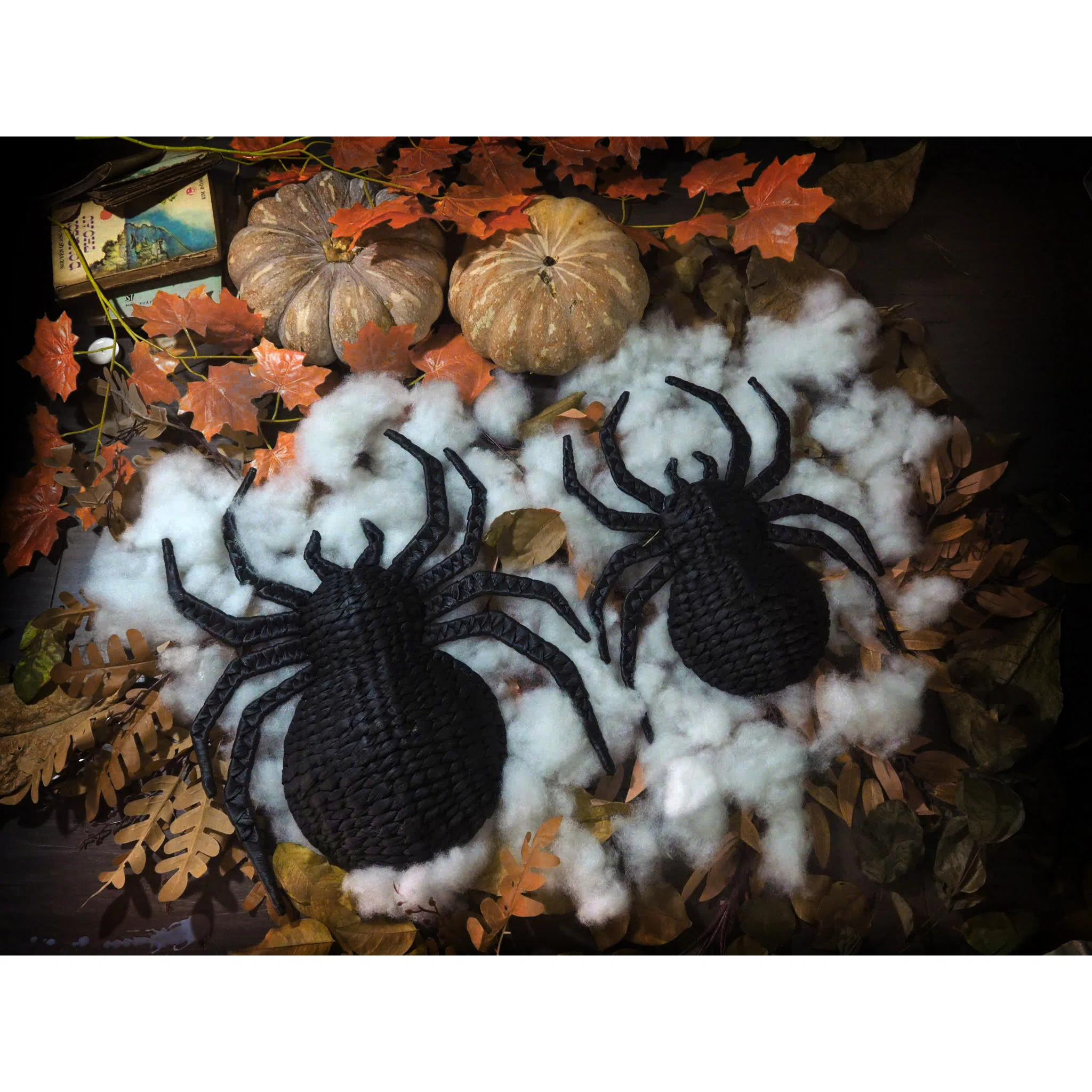 Set Of 2 Handwoven Black Rattan Spider Wall Decor – Halloween Or Gothic Accent | Wayfair North America