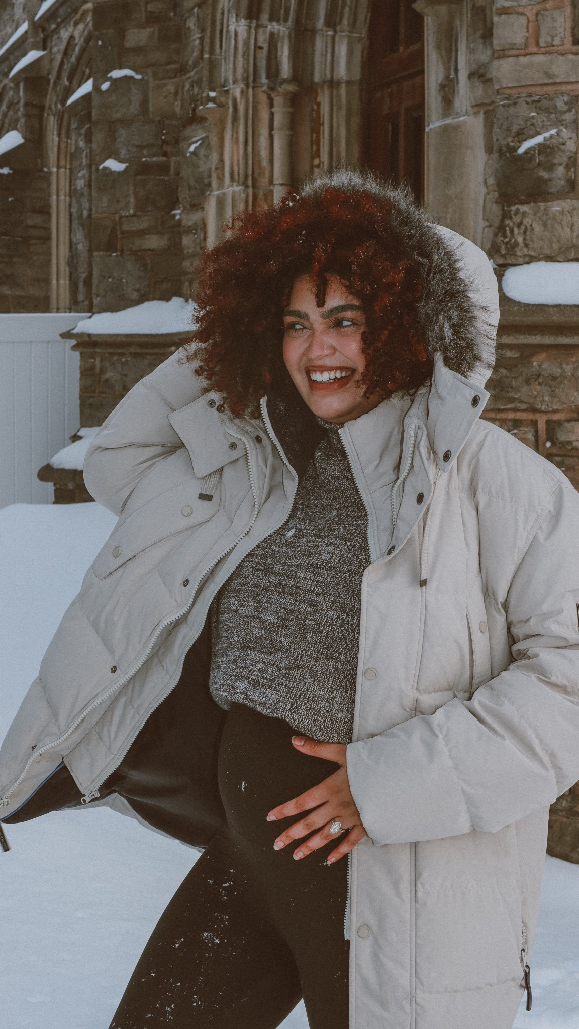 Had to go outside and take photos of the bump in the snow 🥹 27 weeks pregnant 

#LTKBump #LTKootd #LTKSeasonal