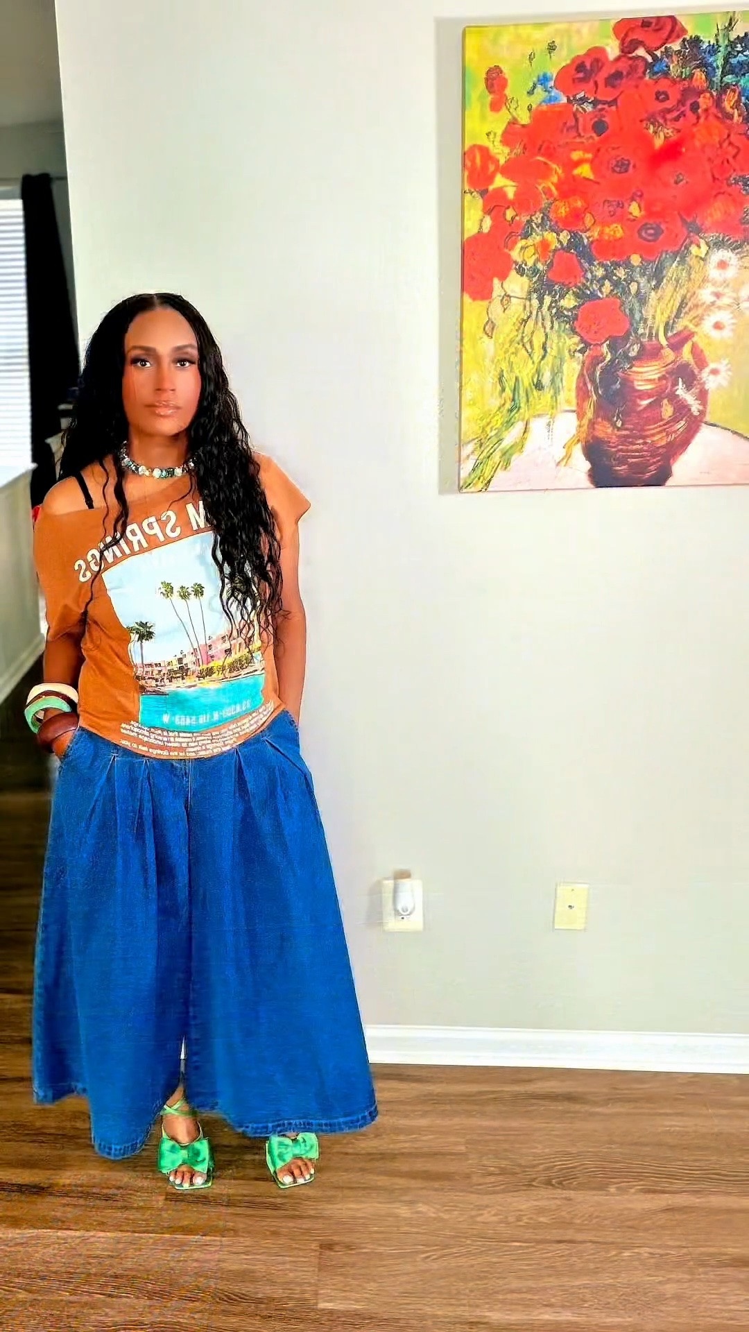 Here’s an LTK caption that fits your style and focuses on inspiration rather than repeating the Reel:

Sometimes all it takes is looking at a piece a little differently. ✂️ I gave this graphic tee a second chance with a few cuts, paired it with denim culottes, added my favorite green heels, and ended up with an outfit I love. I’ve linked similar pieces so you can recreate the look or make it your own. 💚🤎💚

#LTKOver40 #LTKootd #LTKMidsize