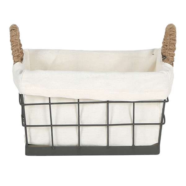 Lined Rectangle Wire Storage Basket, Small, Black, Metal, sold by At Home | At Home