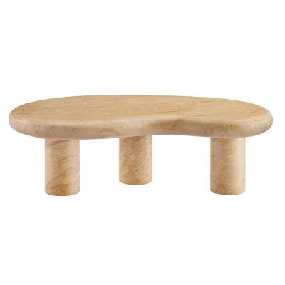 Elowen Indoor - Outdoor Patio Textured Faux Travertine Coffee Table In Travertine | Wayfair North America