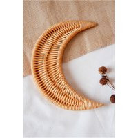 Rattan Moon Nursery Wall Decor, Cresent Hanging, Wicker Shelf Boho Kids Playroom Decor | Etsy (US)