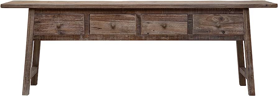 Creative Co-Op Farmhouse Wood 4 Drawers, Natural Console Table | Amazon (US)
