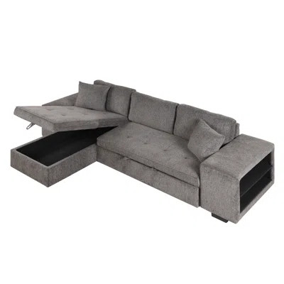 104.5" Modern L-Shape 3 Seat Reversible Sectional Couch, Pull Out Sleeper Sofa With Storage Chaise And 2 Stools For Living Room Furniture Set,Knox Cha | Wayfair North America
