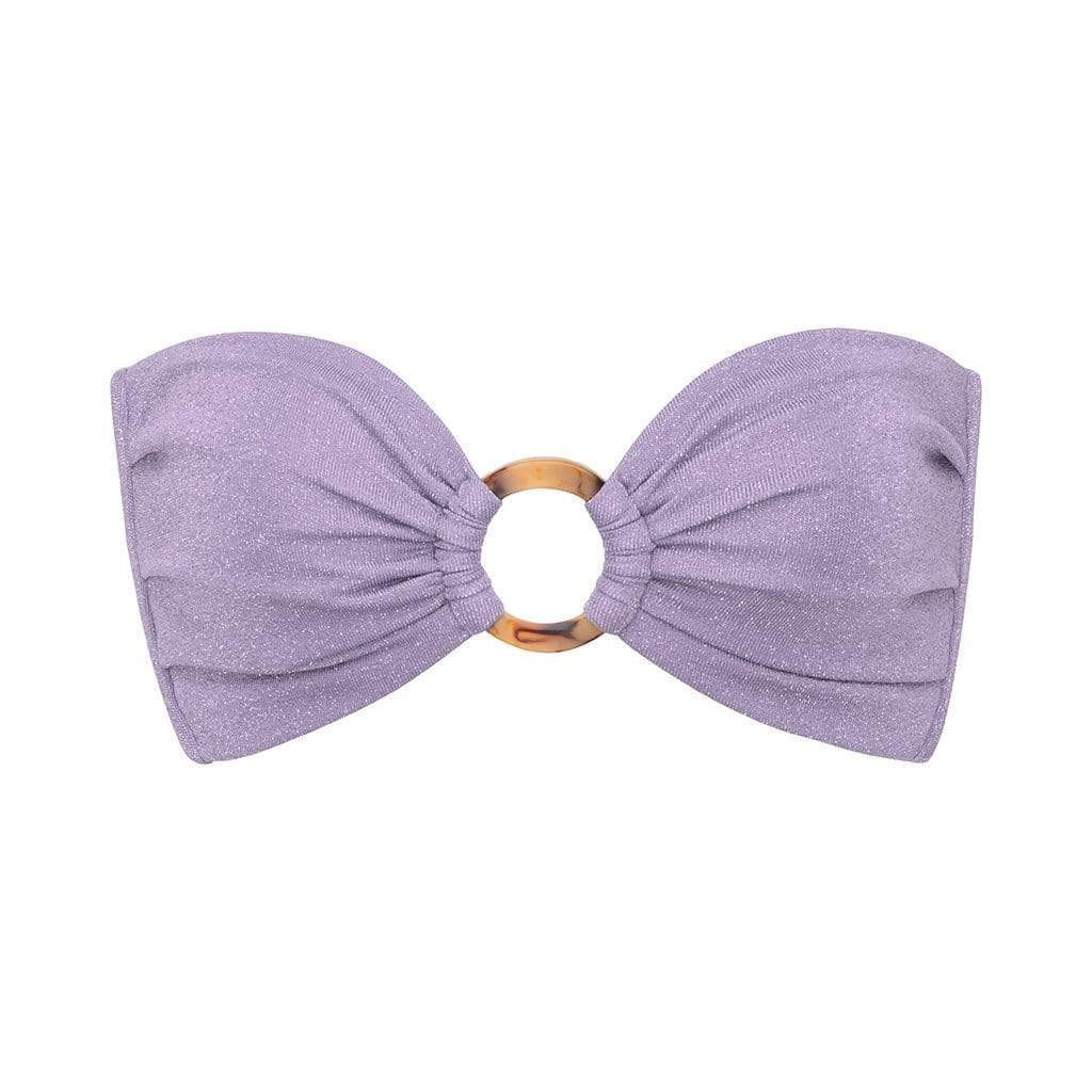 Lilac Sparkle Tori Ties Bandeau Bikini Top | Montce