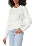 GUESS Women's Long Sleeve Open Cable Mix Braya Sweater, Cream White, Medium | Amazon (US)