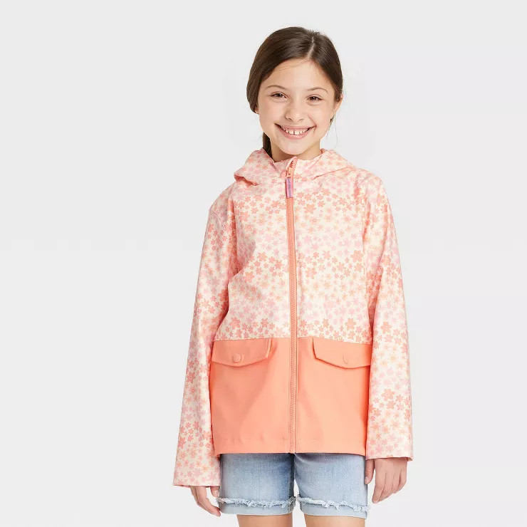 Kids' Long Sleeve Colorblock Rubber Rain Jacket - Cat & Jack™ | Target