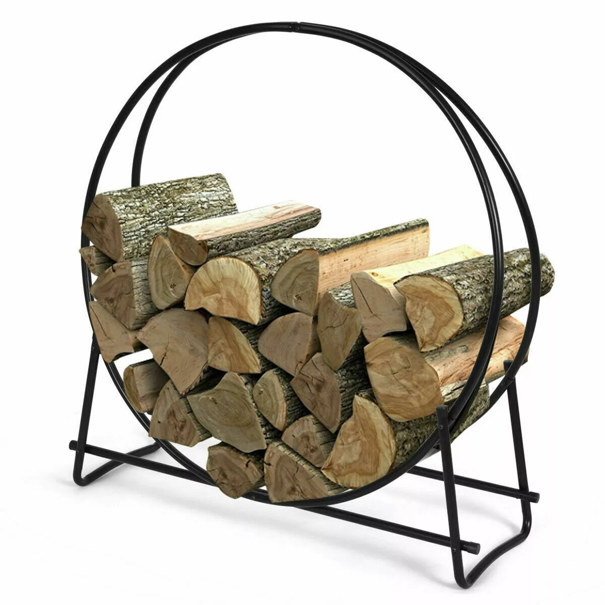 Tangkula 40" Steel Tubular Log Hoop Round Firewood Storage Holder Rack | Target