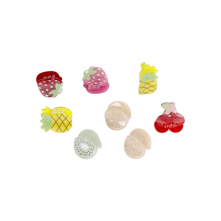 No Boundaries 8-Piece Women's Fruit Mini Hair Claw Clips Set | Walmart (US)