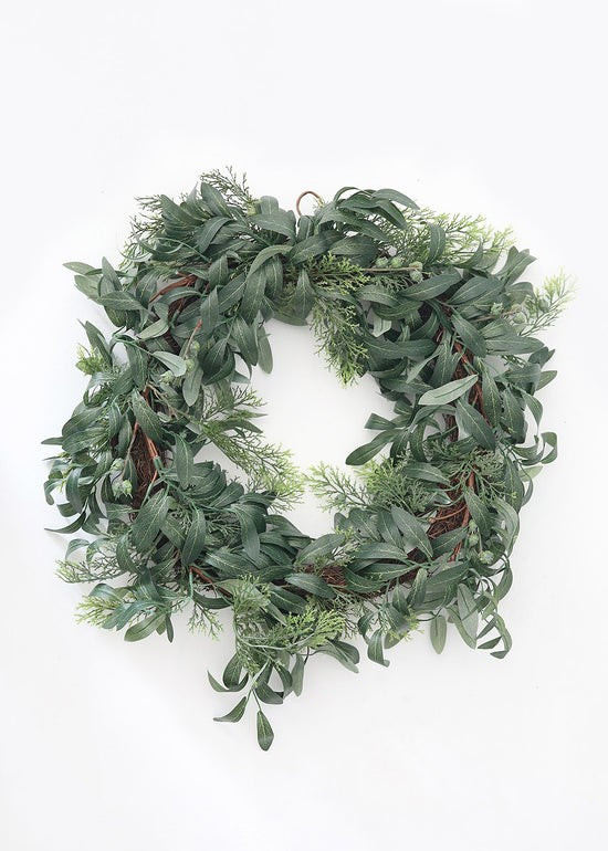 Artificial Olive Leaf and Berry Wreath - 22 | Afloral (US)