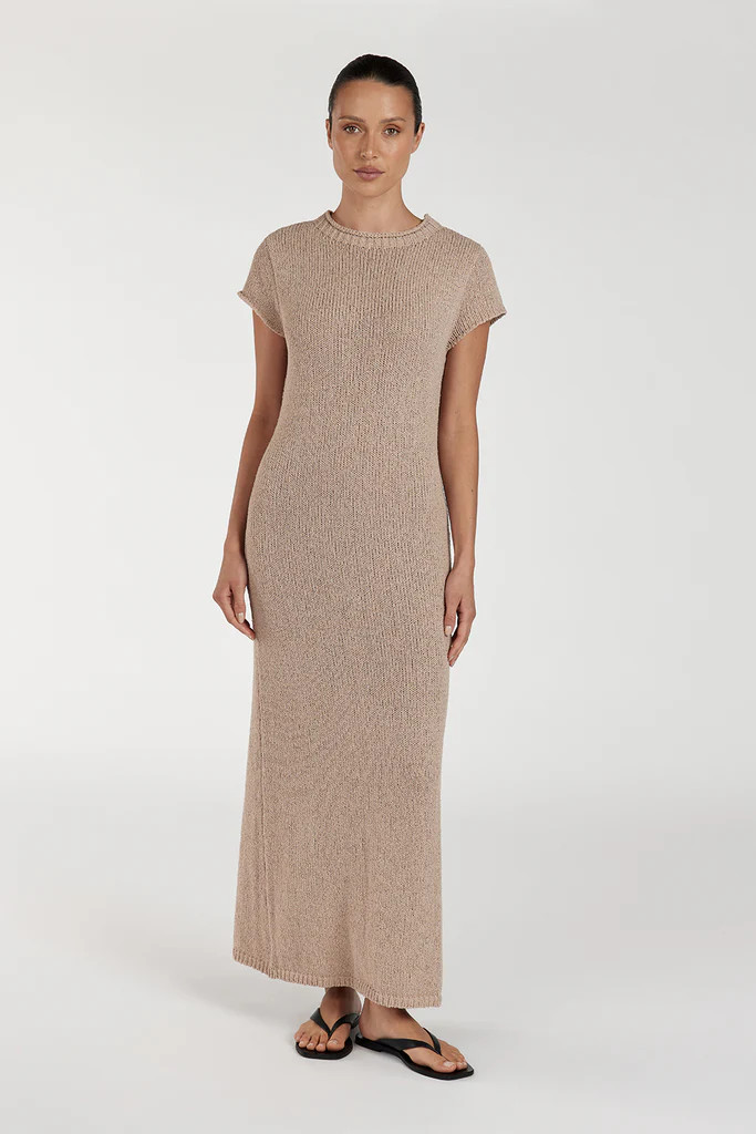 LEO TAN KNIT MIDI DRESS | DISSH
